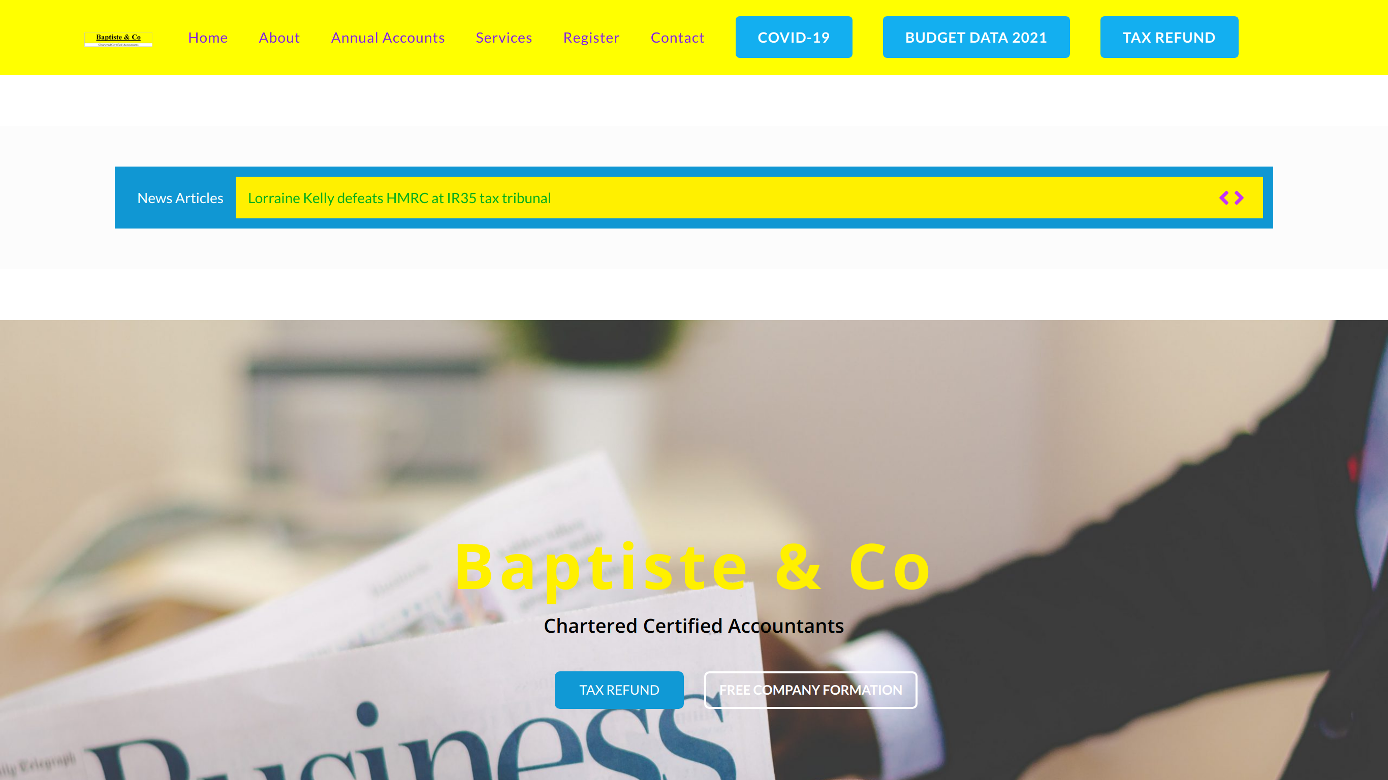 Baptiste & Co screenshot taken from https://www.baptiste-accountants.com